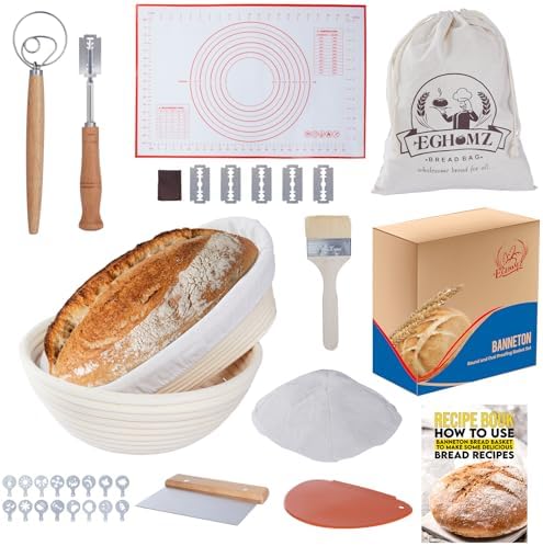 17 Pieces Banneton Bread Proofing Basket Set - 9 inch Round and