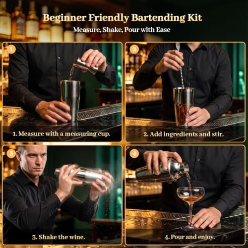 Cocktail Shaker Set,13Piece Bartender Kit,Bar Tool Set,Bar Cart