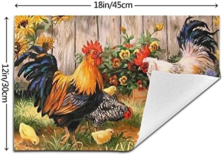 Rooster Hen and Chickens Placemats Set of 4 PVC Roosters Table Mats