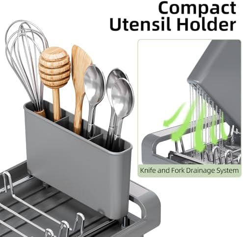 TOOLF Small Expandable Dish Drying Rack, Gray