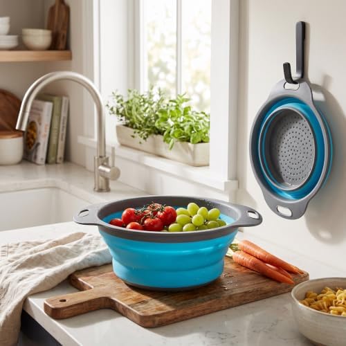 AUNMAS Small Collapsible Colander, PP & Silicone, Space-Saving