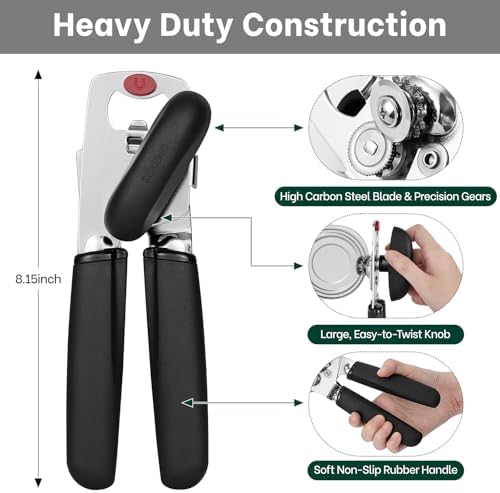 Beneno Heavy Duty Magnetic Manual Can Opener and Bottle Opener, Black