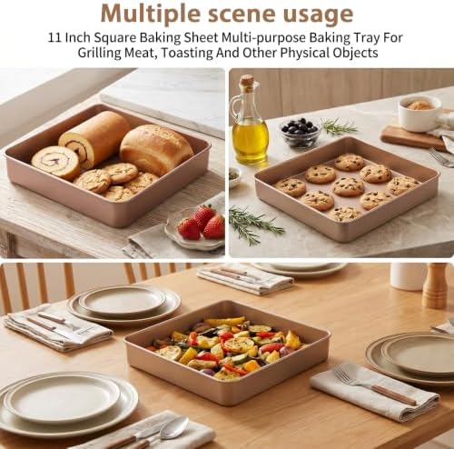 2 Pack Square Cake Pan Nonstick Cookie Sheet 11Inch Baking Toaster
