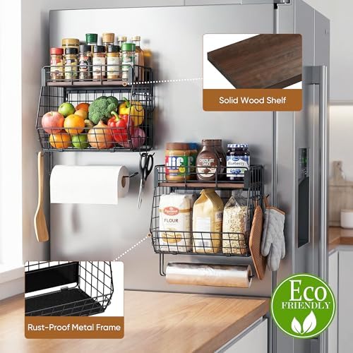 Magnetic Spice Rack for Fridge with Paper Towel Holder