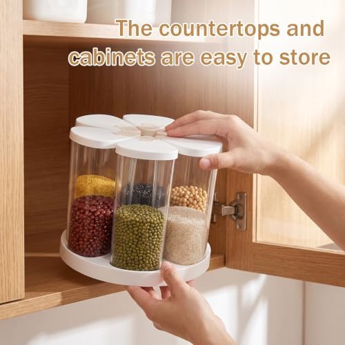 5-10 lbs 6 Grids 360° Rotating Cereal Dispenser Countertop