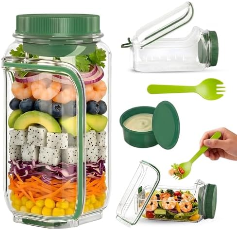 Salad Pod Portable Salad Jar with Leakproof Dressing Container, Meal