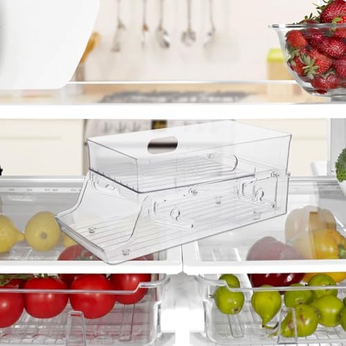 PRETYZOOM Plastic Soda Can Holder Rolling Double Layer Fridge