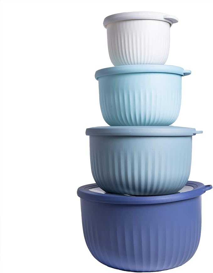 COOK WITH COLOR Prep Bowls with Lids- Wide and Deep Nesting Plastic Small by CookwithColor