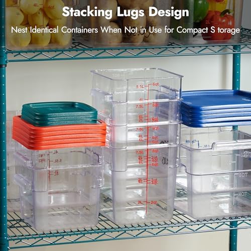 CURTA 4 Pack Food Storage Container with Green Lid - NSF Commercial
