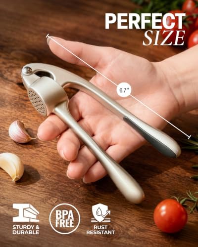 Zulay Kitchen Garlic Press Set, Silver