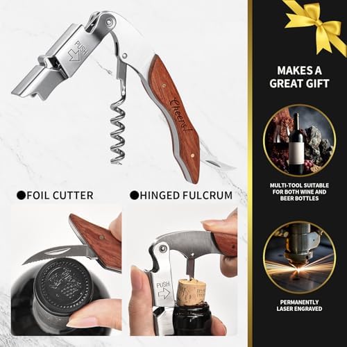 Wine Opener, Wine key, Corkscrew, Wine Bottle Opener w/Foil Cutter