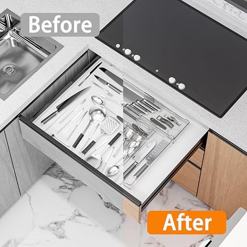 BPA-Free Expandable Utensil Drawer Organizer - Clear Plastic