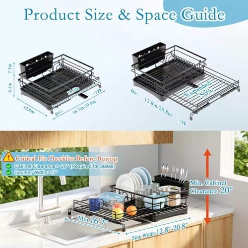 2-Tier Dish Drying Rack, Black