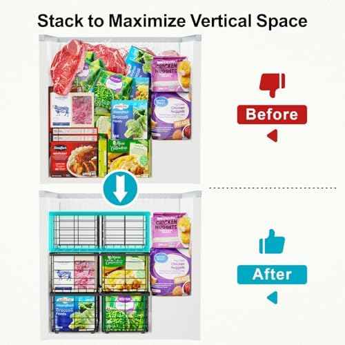 iSPECLE Deep Freezer Organizer Baskets, 6 Pack, 5 to 7 Cu.Ft.