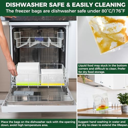SPLF 20 Pack Reusable Sandwich Bags Dishwasher Microwave Safe