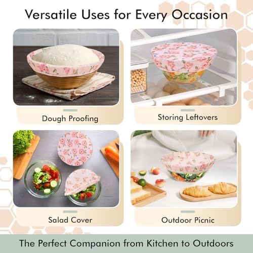 Reusable Beeswax Bowl Covers for Bread Proofing, 2 Pack, 12 Inch
