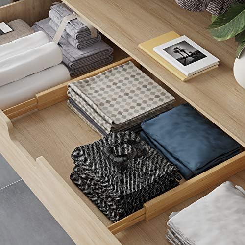 BAMEOS Bamboo Expandable Drawer Dividers – Fits 16.6"–22" Drawers, 2"