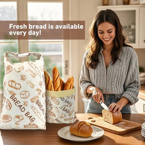 2-Pack Reusable Beeswax Bread Bags, XL Organic Cotton