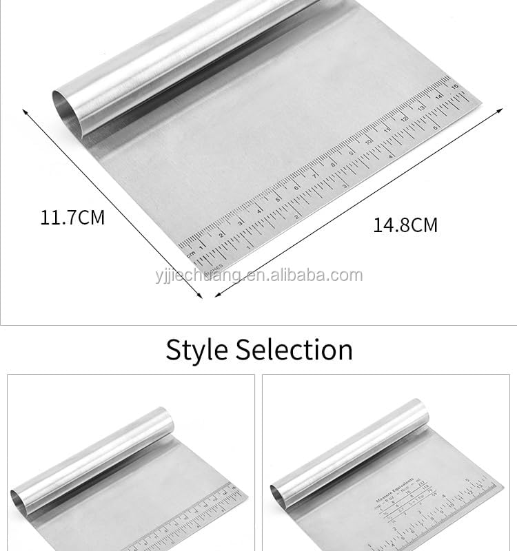 Stainless Steel Dough Scraper, Multi-Purpose Pastry Bench Tool with