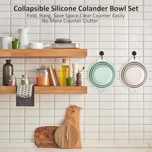Collapsible Silicone Colander Basin Set, Thickened Strainer bowl, for