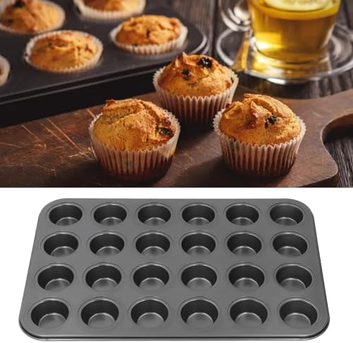 Non-stick Carbon Steel Muffin Pan for 24 Cups, Mini Round Baking Tray