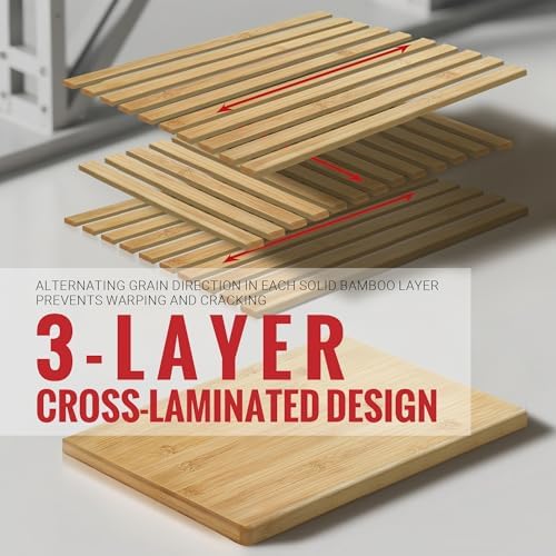 Large Bamboo Cutting Board 3 Piece Set with Juice Groove & Handle