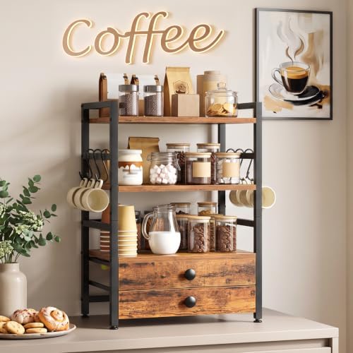 HOOBRO 5-Tier Coffee Mug Holder, Coffee Bar Organizer for Countertop