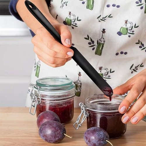 【5 Pack】Silicone Jar Spatula, Long Handle Jar Scraper Spurtle