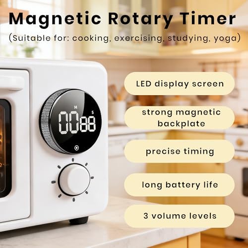 Digital Twist Kitchen Timer, Large LED Display, Black+Purple