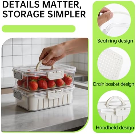 2 Pack Strawberry Containers with Handle and Mesh Screen