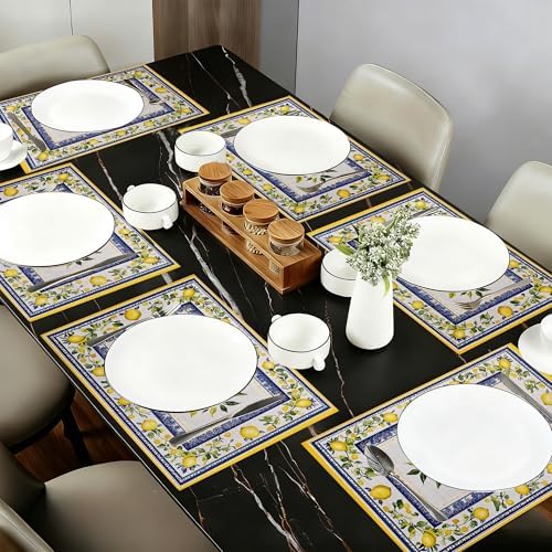 Lemon Branches Fabric Placemats,Vintage Rustic Country Table Placemats