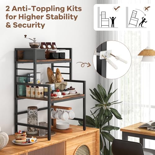 GOFLAME 3-Tier Microwave Stand Countertop, 110lbs Capacity