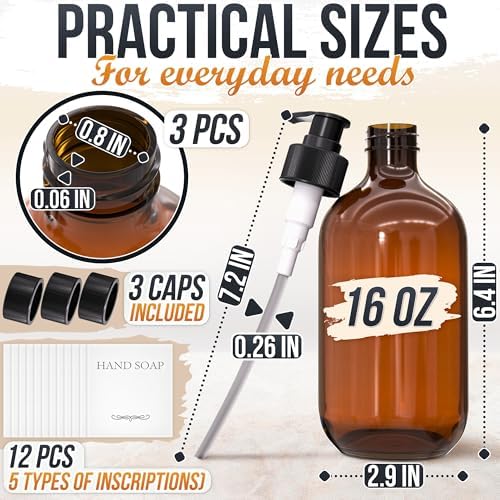 Plastic Soap Dispenser Set, 3 Pack, 16 Oz