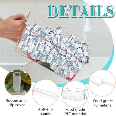 Havawish Ice Storage Bin and Flexible Scoop Set Plastic Freezer Bin