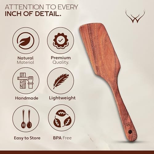 4PCS Wooden Spatula for Cooking – Premium Natural Teak Wood Set for