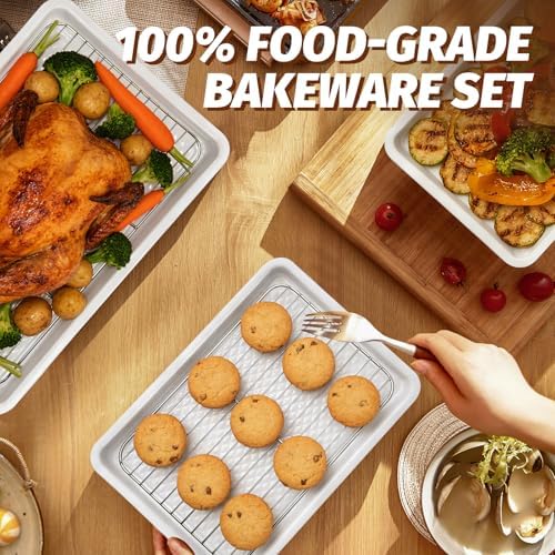 Nonstick Ceramic Baking Sheet With Rack, 2-Pack Half Sheet Pan