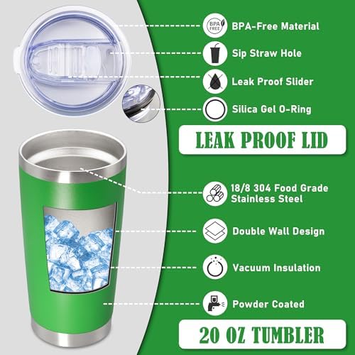 20oz Tumbler Insulated Coffee Tumblers with Lid Stainless Steel Green