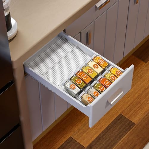 4Pcs Spice Organizer, Clear Plastic Spice Drawer Organizer Large