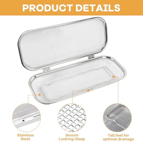 304 Stainless Steel Mesh Dishwasher Basket with Locking Lid