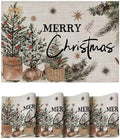 Artoid Mode Xmas Trees Holly Pine Cone Vinyl Christmas Placemats Set