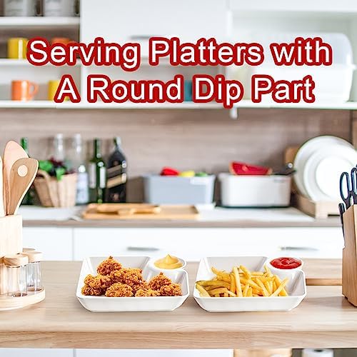 Lawei 10Pcs Chips and Dip Plates, Plastic Serving Platter Set Dumpling
