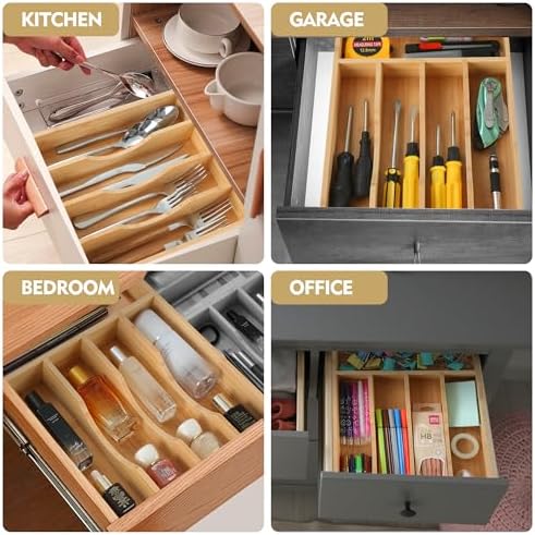 Bamboo Kitchen Drawer Organizer, 8.25"