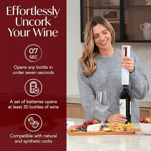 Electric Wine Opener Battery Operated with Stand and Built-in Foil
