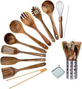 Teak Wood Kitchen Utensil Set - 11-Piece Heat-Resistant Cooking Tools