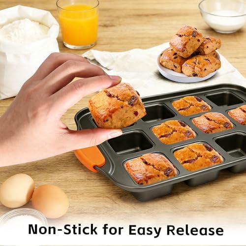 Brownie Pan with Dividers, 12 Cavity Square Cake Pan with Handle