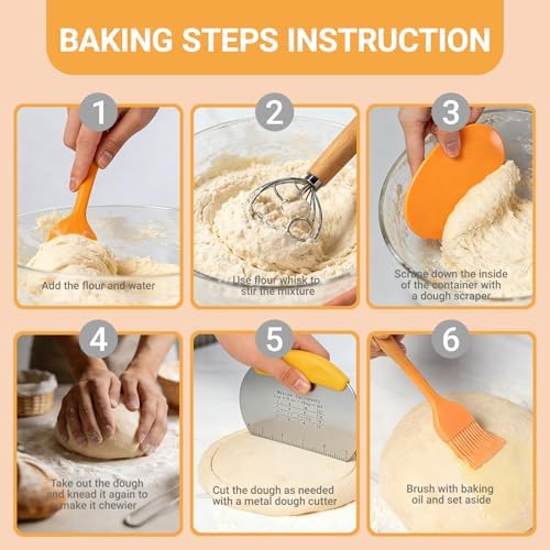 Sourdough Starter Kit, 2 Cotton Rope Banneton Baskets