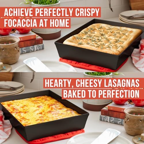 Chef Pomodoro Detroit Style Pizza Pan, 10x14in, Anodized Aluminum Deep