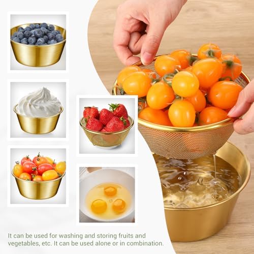 Baderke 2 Pcs Strainer Bowl Set, 304 Stainless Steel,6.3 x 2.76 Inches