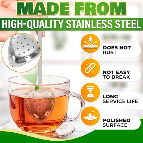 10 Pcs Heart Tea Infuser, 5.52 In, Stainless Steel Steeper
