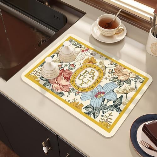Fantasy Style Draining Mat, Super Absorbent Quick Dry Dish Drying Mat